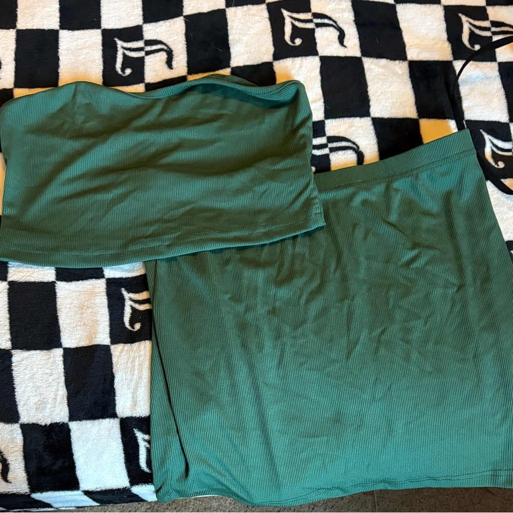 Green Tube Top and Skirt Set